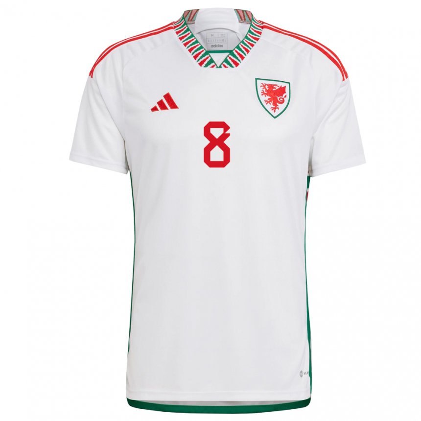 Kinder Walisische Angharad James #8 Weiß Auswärtstrikot Trikot 22-24 T-shirt Österreich