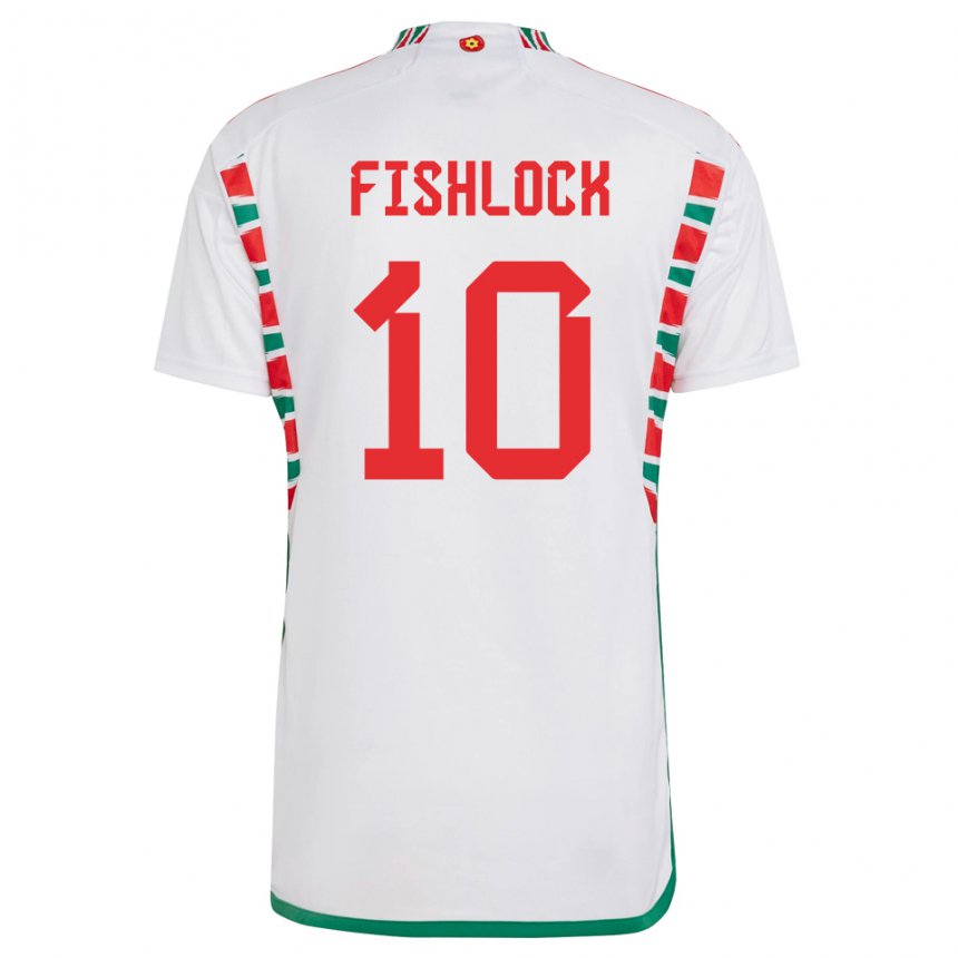 Kinder Walisische Jessica Fishlock #10 Weiß Auswärtstrikot Trikot 22-24 T-shirt Österreich