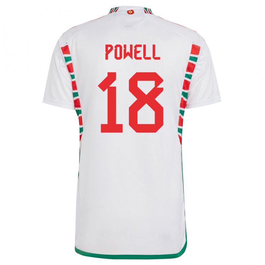 Kinder Walisische Ella Powell #18 Weiß Auswärtstrikot Trikot 22-24 T-shirt Österreich