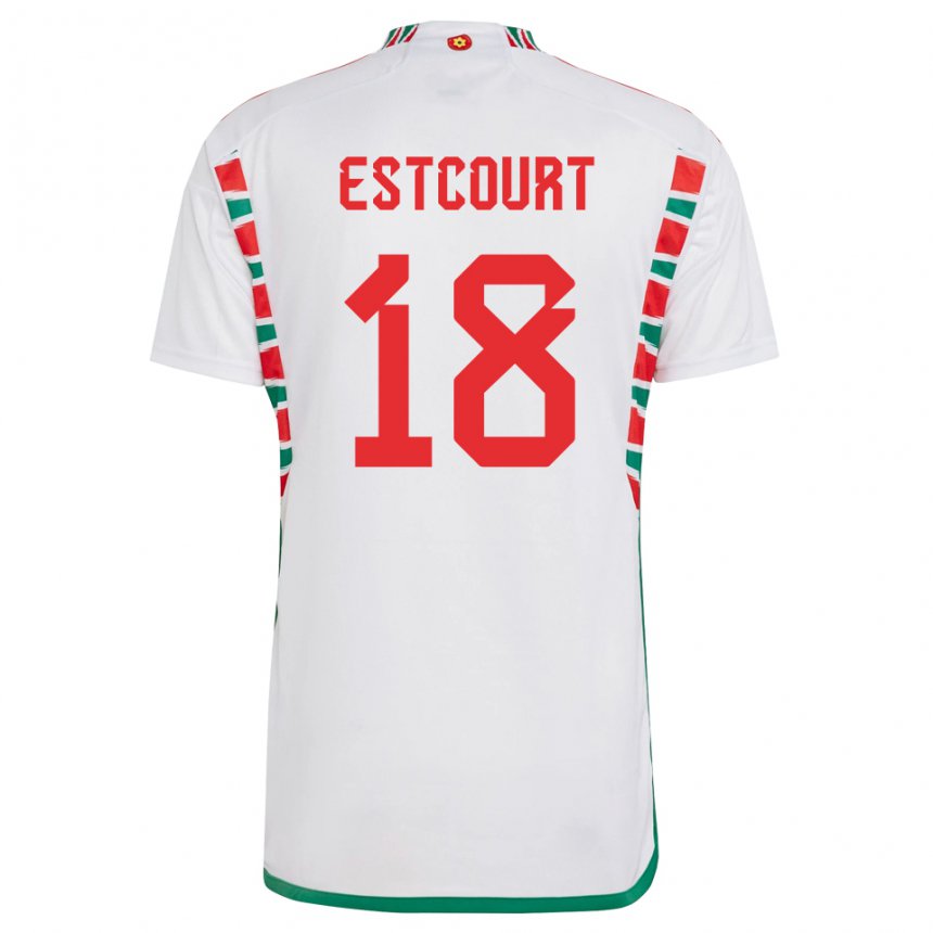 Kinder Walisische Charlie Estcourt #18 Weiß Auswärtstrikot Trikot 22-24 T-shirt Österreich