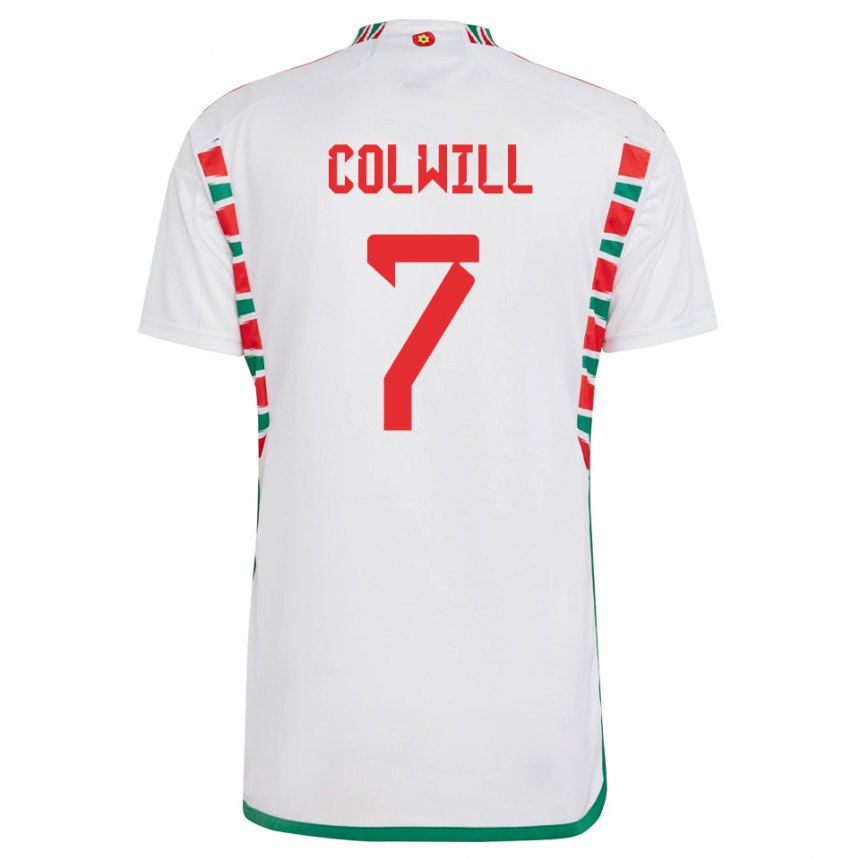 Kinder Walisische Joel Colwill #7 Weiß Auswärtstrikot Trikot 22-24 T-shirt Österreich