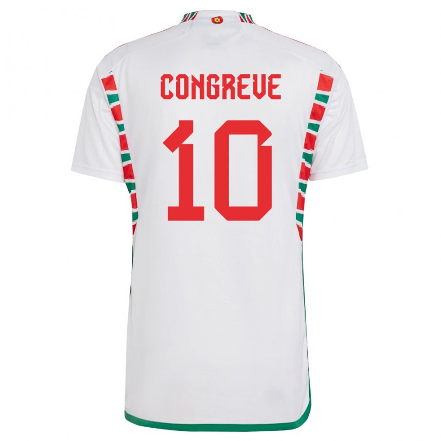 Kinder Walisische Cameron Congreve #10 Weiß Auswärtstrikot Trikot 22-24 T-shirt Österreich