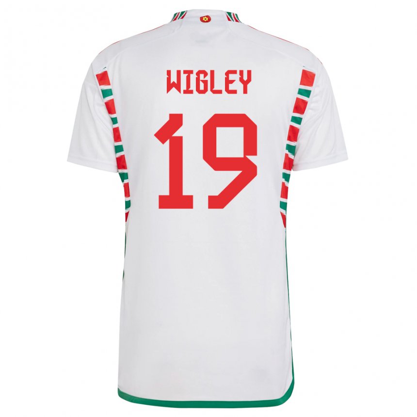 Kinder Walisische Morgan Wigley #19 Weiß Auswärtstrikot Trikot 22-24 T-shirt Österreich