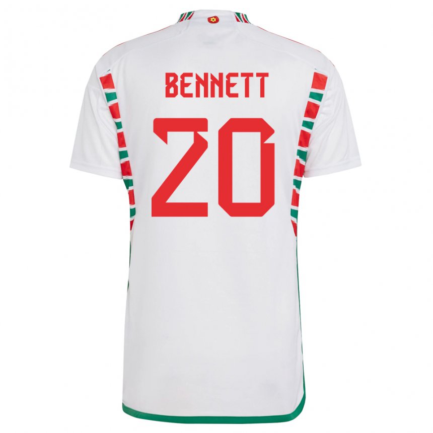 Kinder Walisische Aaron Bennett #20 Weiß Auswärtstrikot Trikot 22-24 T-shirt Österreich