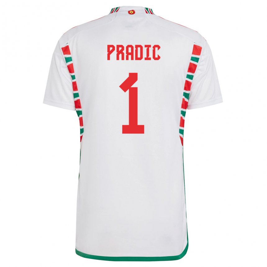 Kinder Walisische James Pradic #1 Weiß Auswärtstrikot Trikot 22-24 T-shirt Österreich