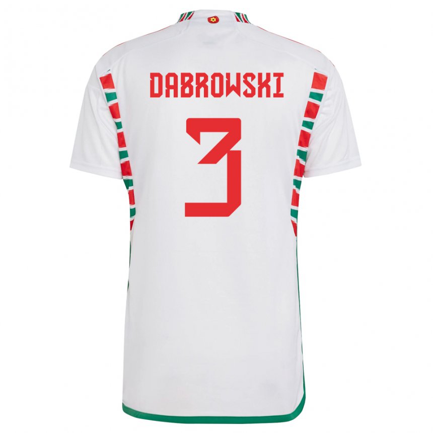 Kinder Walisische Sebastian Dabrowski #3 Weiß Auswärtstrikot Trikot 22-24 T-shirt Österreich