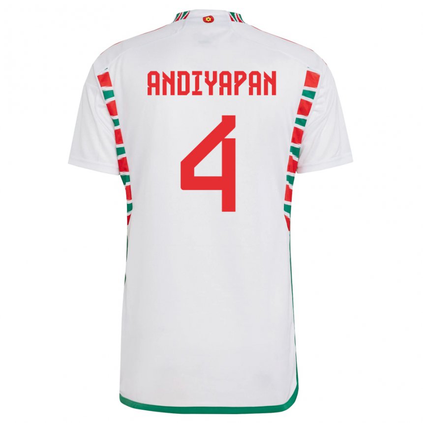 Kinder Walisische William Andiyapan #4 Weiß Auswärtstrikot Trikot 22-24 T-shirt Österreich