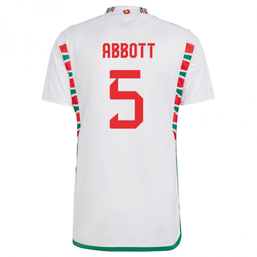 Kinder Walisische George Abbott #5 Weiß Auswärtstrikot Trikot 22-24 T-shirt Österreich