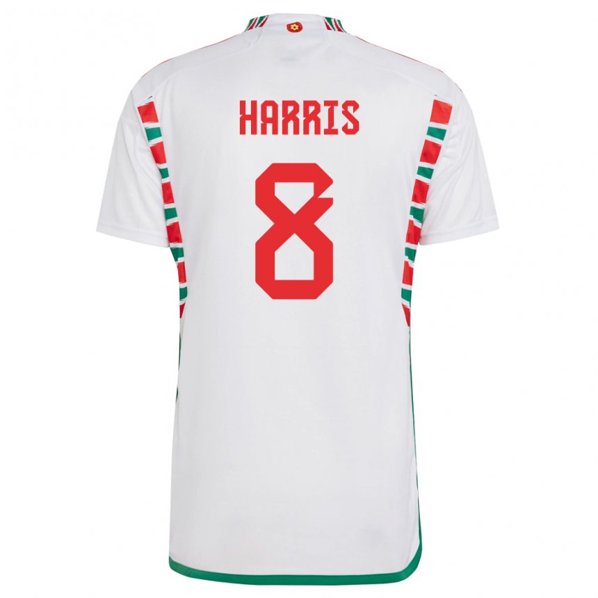 Kinder Walisische Luke Harris #8 Weiß Auswärtstrikot Trikot 22-24 T-shirt Österreich