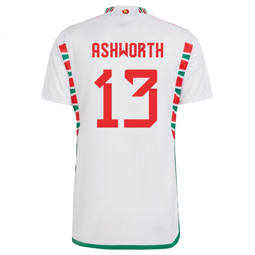 Kinder Walisische Fin Ashworth #13 Weiß Auswärtstrikot Trikot 22-24 T-shirt Österreich