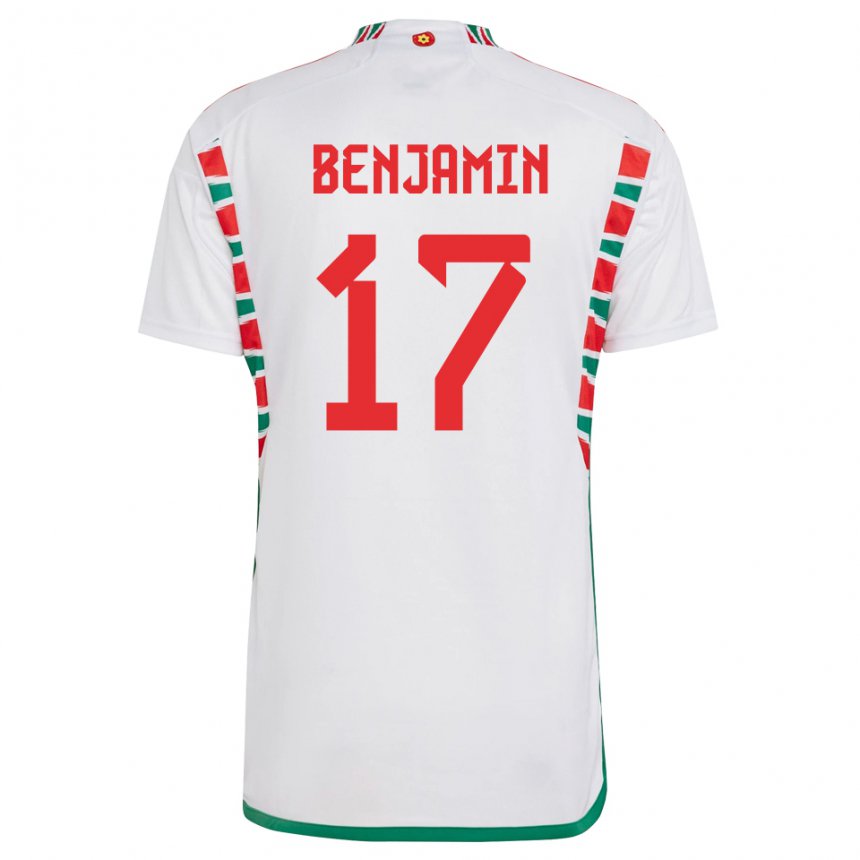 Kinder Walisische Omari Benjamin #17 Weiß Auswärtstrikot Trikot 22-24 T-shirt Österreich