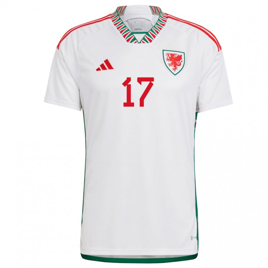 Kinder Walisische Omari Benjamin #17 Weiß Auswärtstrikot Trikot 22-24 T-shirt Österreich