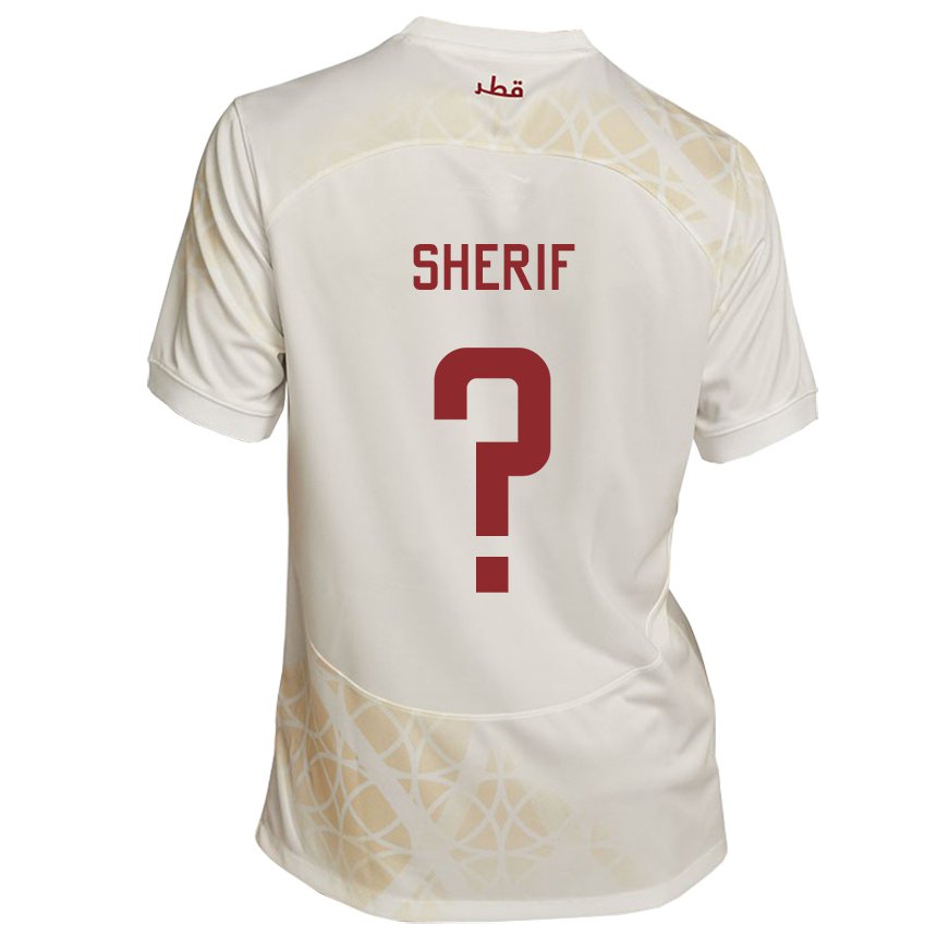 Kinder Katarische Marwan Sherif #0 Goldbeige Auswärtstrikot Trikot 22-24 T-shirt Österreich