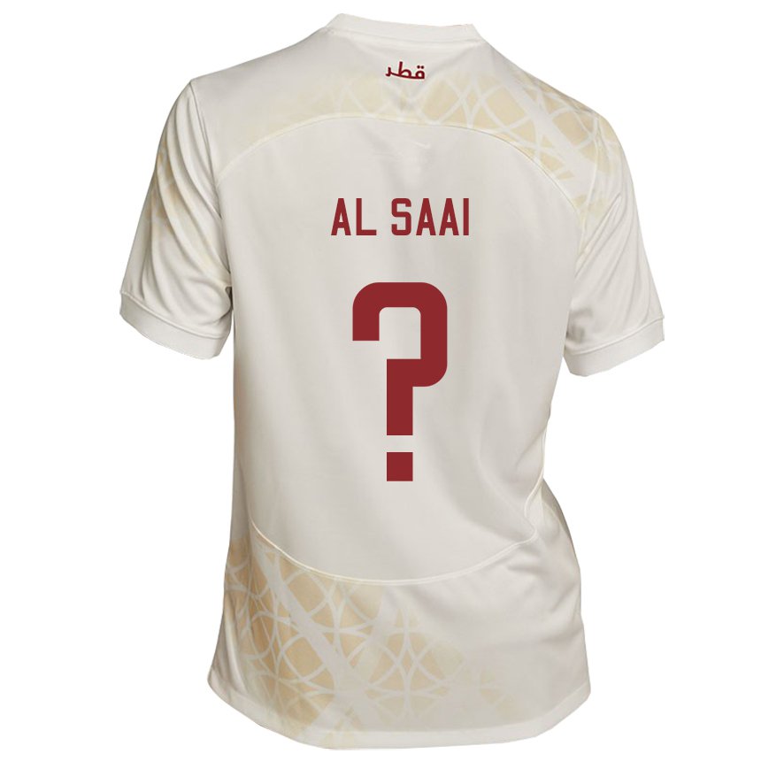 Kinder Katarische Abdallah Al Saai #0 Goldbeige Auswärtstrikot Trikot 22-24 T-shirt Österreich