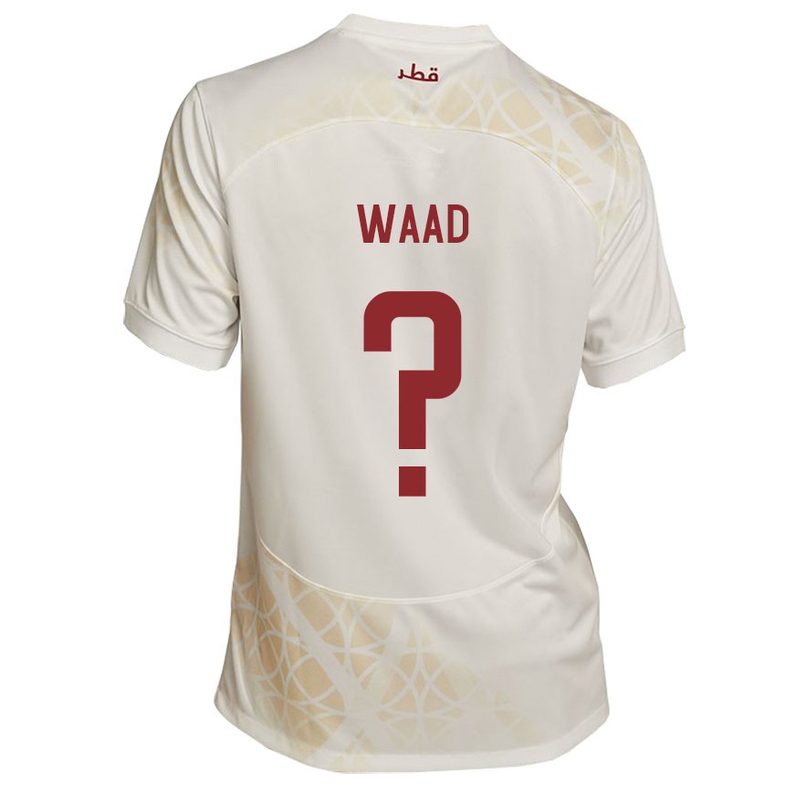 Kinder Katarische Mohammad Waad #0 Goldbeige Auswärtstrikot Trikot 22-24 T-shirt Österreich