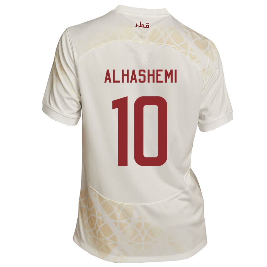 Kinder Katarische Suaad Alhashemi #10 Goldbeige Auswärtstrikot Trikot 22-24 T-shirt Österreich