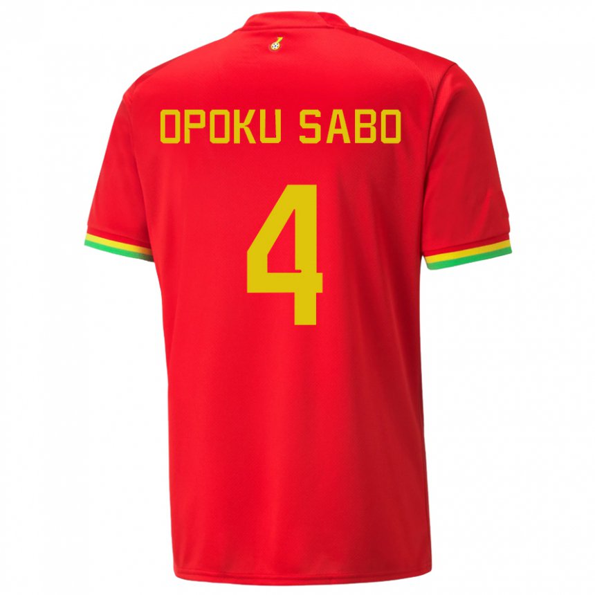 Kinder Ghanaische Alex Opoku Sabo #4 Rot Auswärtstrikot Trikot 22-24 T-shirt Österreich