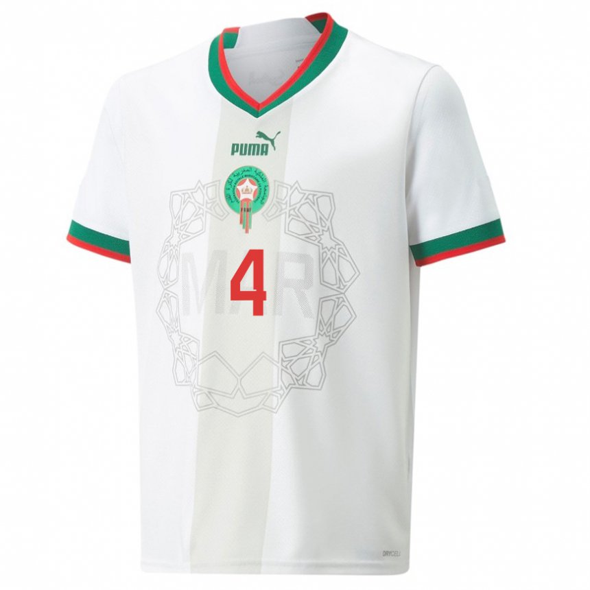 Kinder Marokkanische Siham Boukhami #4 Weiß Auswärtstrikot Trikot 22-24 T-shirt Österreich