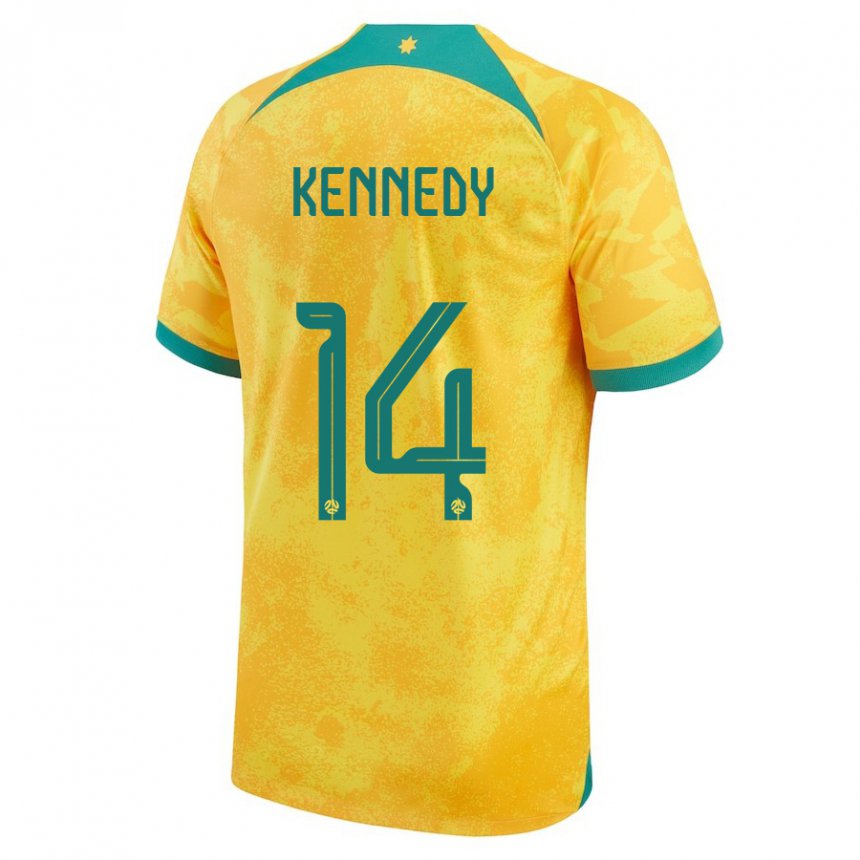 Herren Australische Alanna Kennedy #14 Gold Heimtrikot Trikot 22-24 T-shirt Österreich