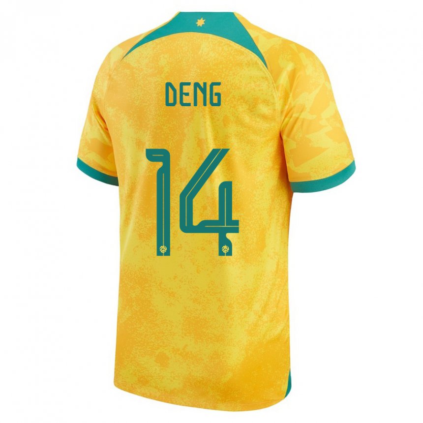 Herren Australische Thomas Deng #14 Gold Heimtrikot Trikot 22-24 T-shirt Österreich