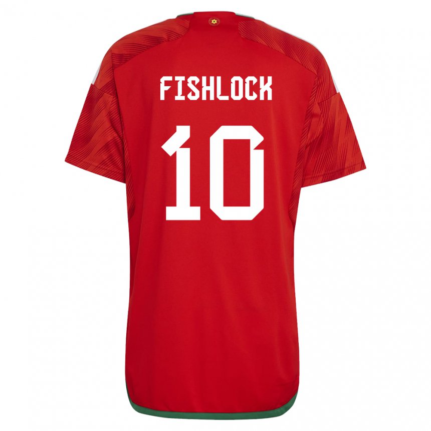 Herren Walisische Jessica Fishlock #10 Rot Heimtrikot Trikot 22-24 T-shirt Österreich