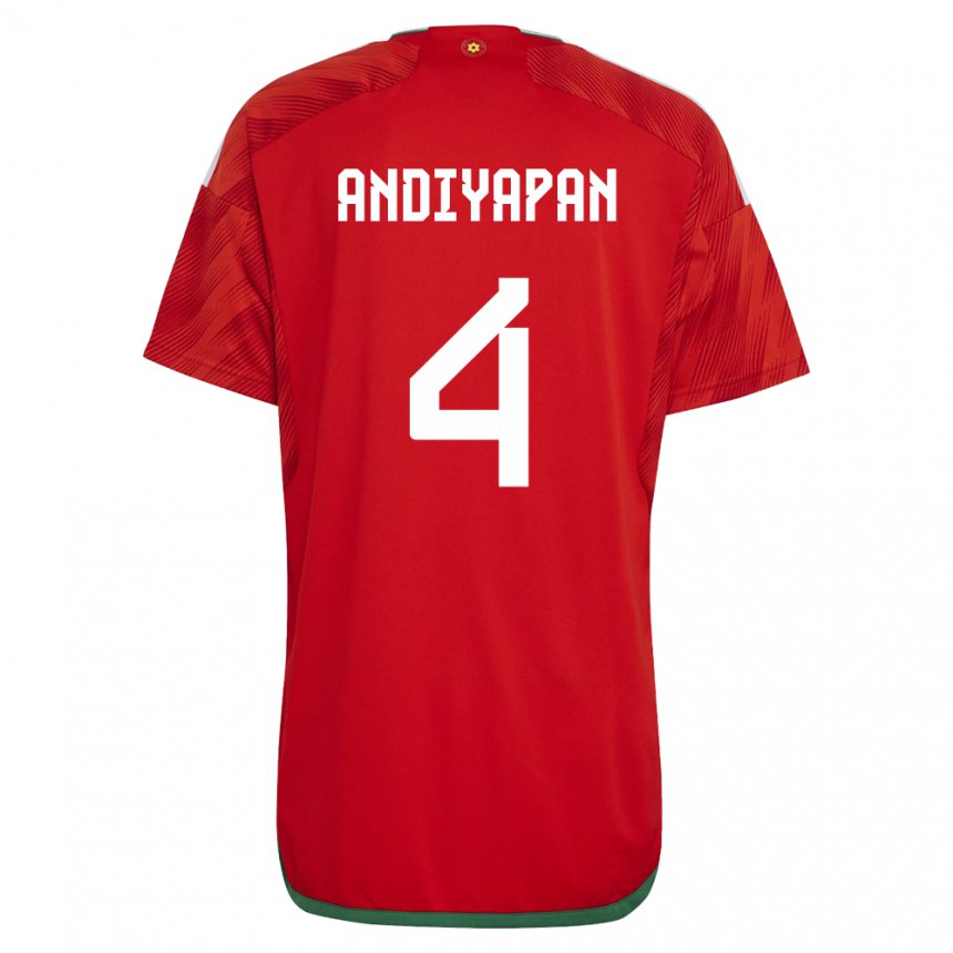 Herren Walisische William Andiyapan #4 Rot Heimtrikot Trikot 22-24 T-shirt Österreich