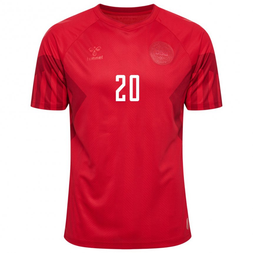 Herren Dänische Gustav Christensen #20 Rot Heimtrikot Trikot 22-24 T-shirt Österreich