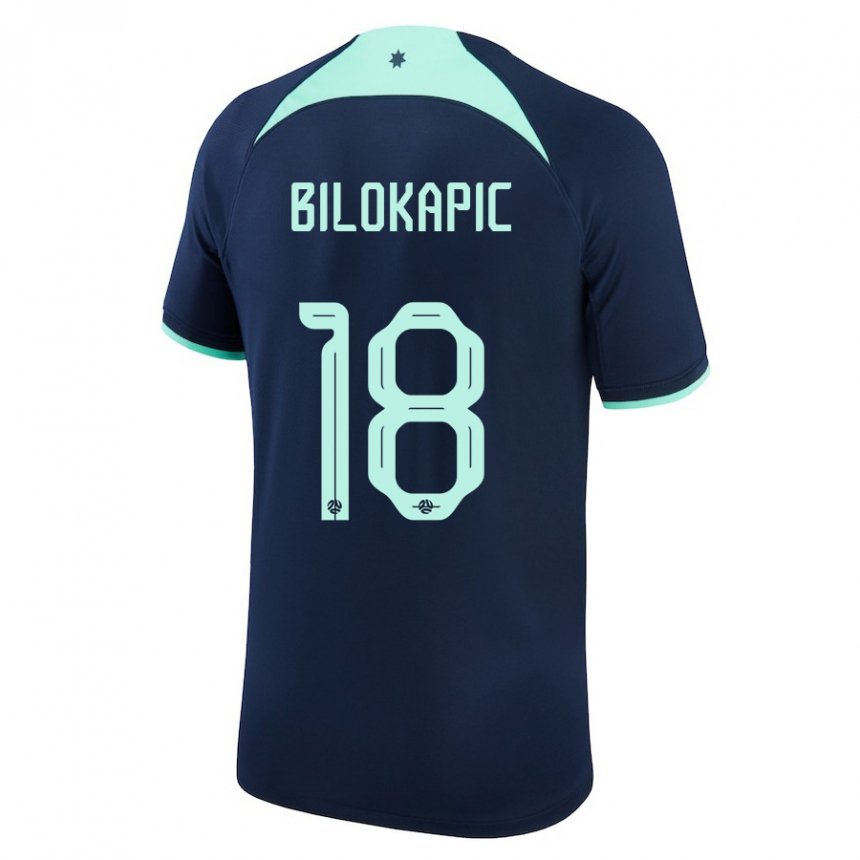 Herren Australische Nicholas Bilokapic #18 Dunkelblau Auswärtstrikot Trikot 22-24 T-shirt Österreich