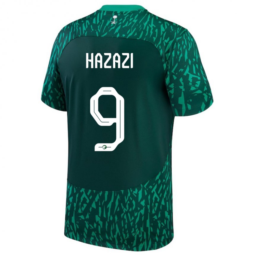 Herren Saudi-arabische Sulaiman Hazazi #9 Dunkelgrün Auswärtstrikot Trikot 22-24 T-shirt Österreich