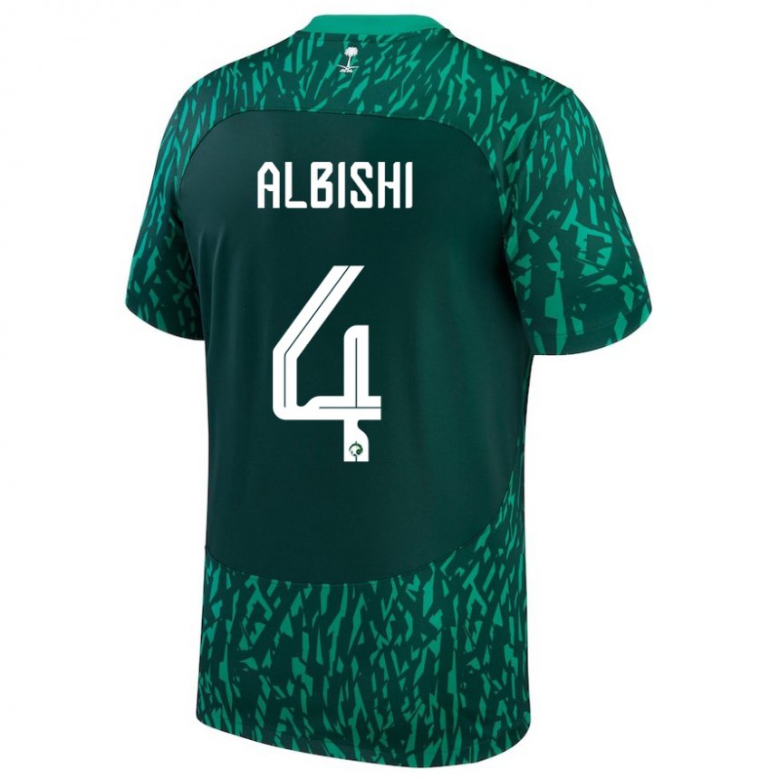 Herren Saudi-arabische Abdullah Albishi #4 Dunkelgrün Auswärtstrikot Trikot 22-24 T-shirt Österreich