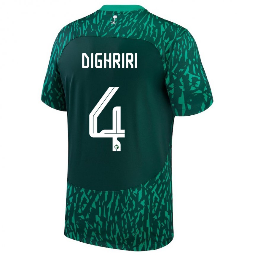 Herren Saudi-arabische Khalid Dighriri #4 Dunkelgrün Auswärtstrikot Trikot 22-24 T-shirt Österreich