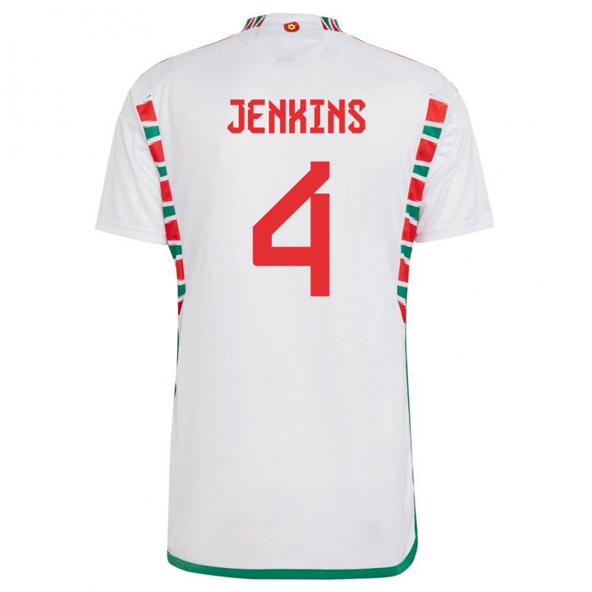 Herren Walisische Shaunna Jenkins #4 Weiß Auswärtstrikot Trikot 22-24 T-shirt Österreich