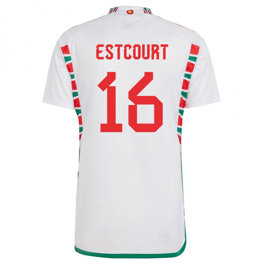 Herren Walisische Charlotte Estcourt #16 Weiß Auswärtstrikot Trikot 22-24 T-shirt Österreich