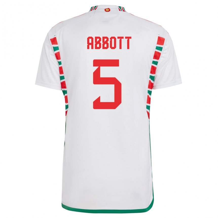 Herren Walisische George Abbott #5 Weiß Auswärtstrikot Trikot 22-24 T-shirt Österreich