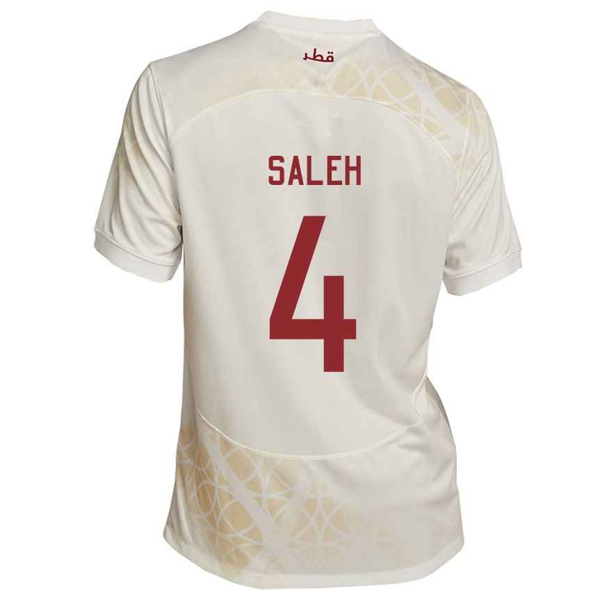 Herren Katarische Hagar Saleh #4 Goldbeige Auswärtstrikot Trikot 22-24 T-shirt Österreich