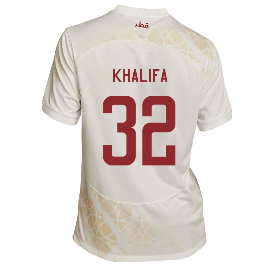 Herren Katarische Duana Khalifa #32 Goldbeige Auswärtstrikot Trikot 22-24 T-shirt Österreich