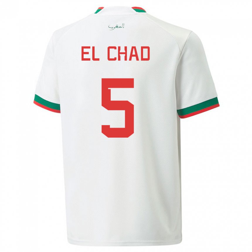 Herren Marokkanische Nesryne El Chad #5 Weiß Auswärtstrikot Trikot 22-24 T-shirt Österreich