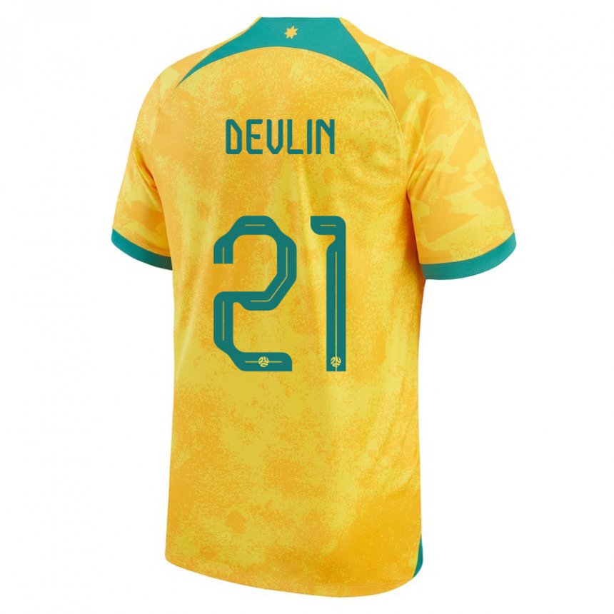 Damen Australische Cameron Devlin #21 Gold Heimtrikot Trikot 22-24 T-shirt Österreich