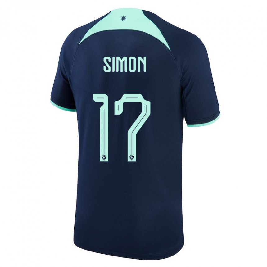 Damen Australische Kyah Simon #17 Dunkelblau Auswärtstrikot Trikot 22-24 T-shirt Österreich