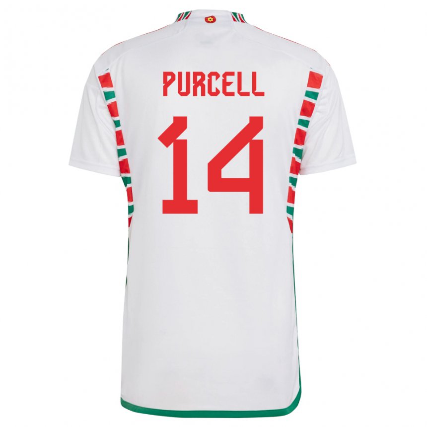 Damen Walisische Benjamin Purcell #14 Weiß Auswärtstrikot Trikot 22-24 T-shirt Österreich