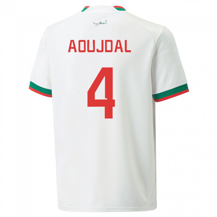 Damen Marokkanische Youssef Aoujdal #4 Weiß Auswärtstrikot Trikot 22-24 T-shirt Österreich