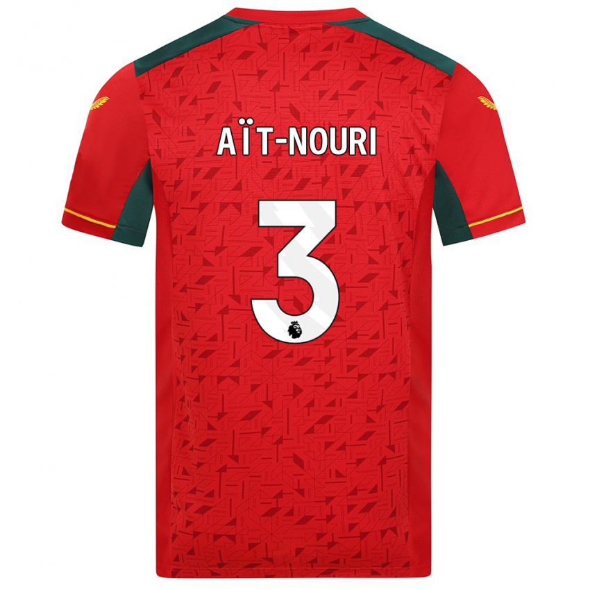 Kinder Rayan Ait Nouri #3 Rot Auswärtstrikot Trikot 2023/24 T-Shirt Österreich