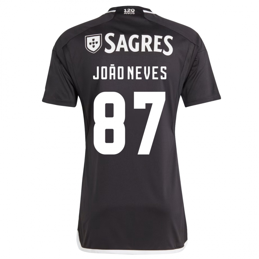Kinder João Neves #87 Schwarz Auswärtstrikot Trikot 2023/24 T-Shirt Österreich