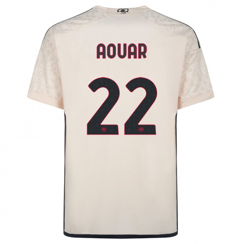 Kinder Houssem Aouar #22 Cremefarben Auswärtstrikot Trikot 2023/24 T-Shirt Österreich