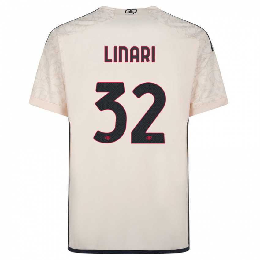 Kinder Elena Linari #32 Cremefarben Auswärtstrikot Trikot 2023/24 T-Shirt Österreich