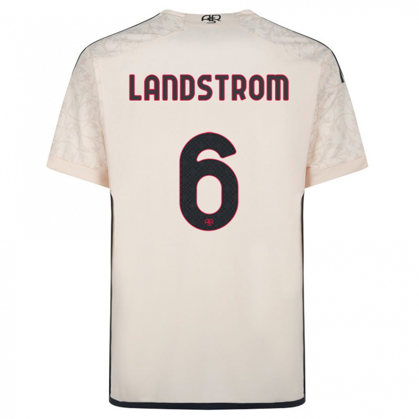 Kinder Elin Landstrom #6 Cremefarben Auswärtstrikot Trikot 2023/24 T-Shirt Österreich