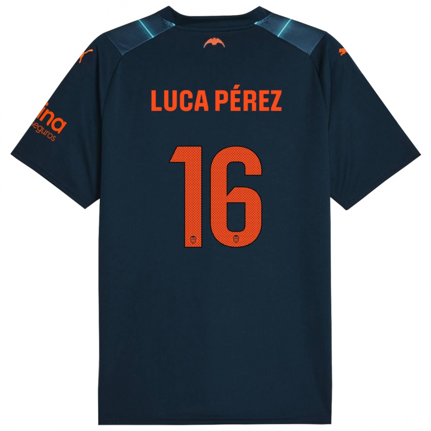 Herren Simón Luca Pérez #16 Marineblau Auswärtstrikot Trikot 2023/24 T-Shirt Österreich