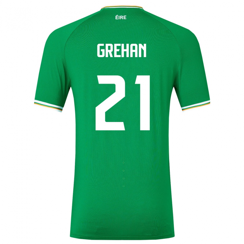 Kinder Irische Sean Grehan #21 Grün Heimtrikot Trikot 24-26 T-Shirt Österreich