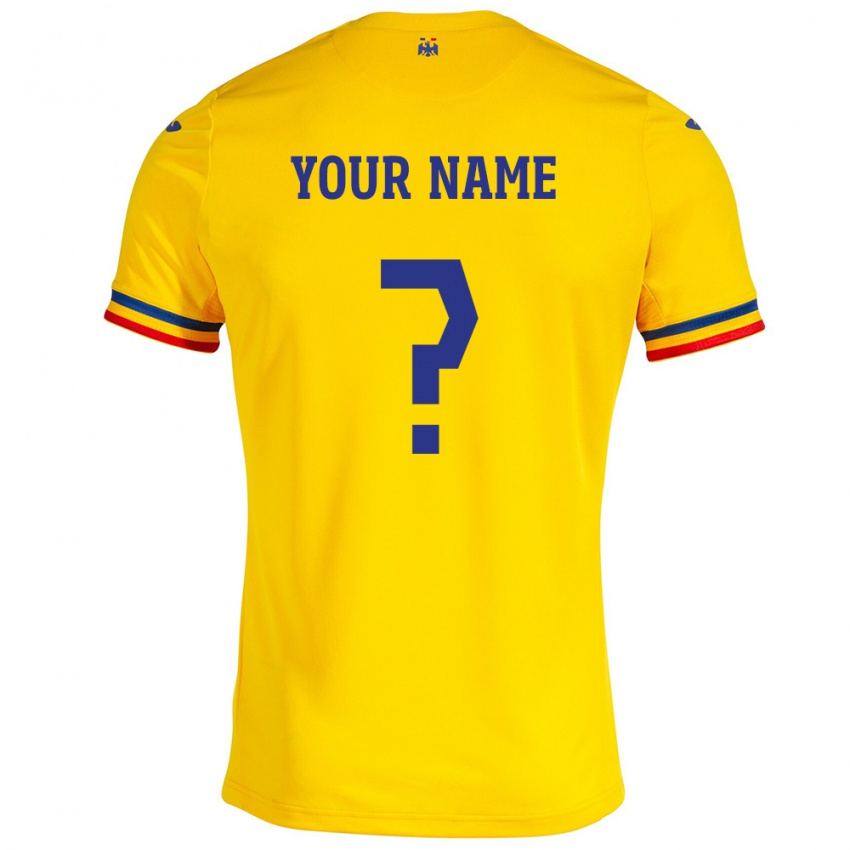 Kinder Rumänische Ihren Namen #0 Gelb Heimtrikot Trikot 24-26 T-Shirt Österreich