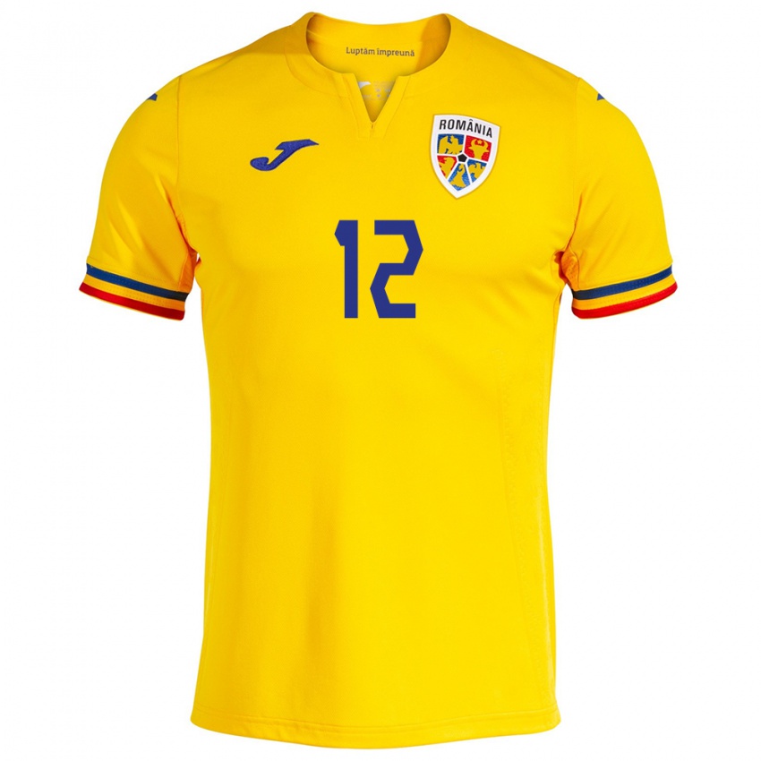 Kinder Rumänische Horaţiu Moldovan #12 Gelb Heimtrikot Trikot 24-26 T-Shirt Österreich